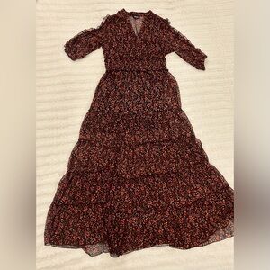 Spy Zone Exchange Floral Black and Red Women's Maxi Dress